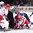 OSTRAVA, CZECH REPUBLIC - MAY 11: Denmark's Julian Jakobsen #33 collides with Slovenia's Anze Kopitar #11 during preliminary round action at the 2015 IIHF Ice Hockey World Championship. (Photo by Richard Wolowicz/HHOF-IIHF Images)


